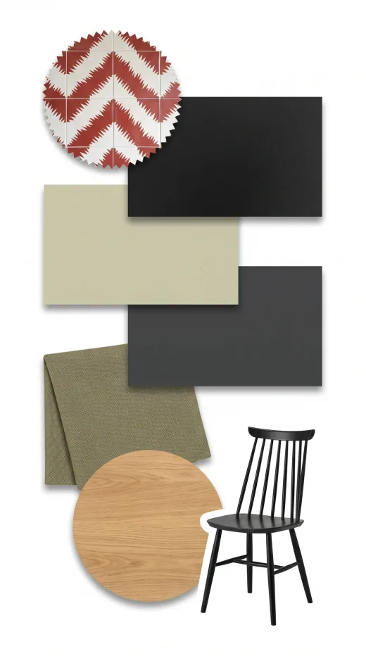 The material moodboard of the same project